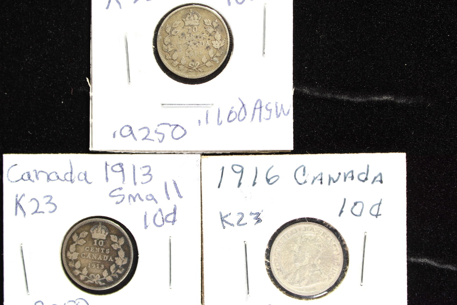 (3 Coins) 1913,14,16 Canadian Silver Dimes (1 of 7)