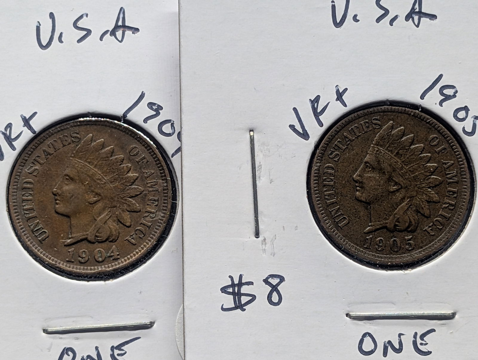 1904 & 1905 - Indian Head Pennies - Full Liberty w/Diamonds (1 of 2)