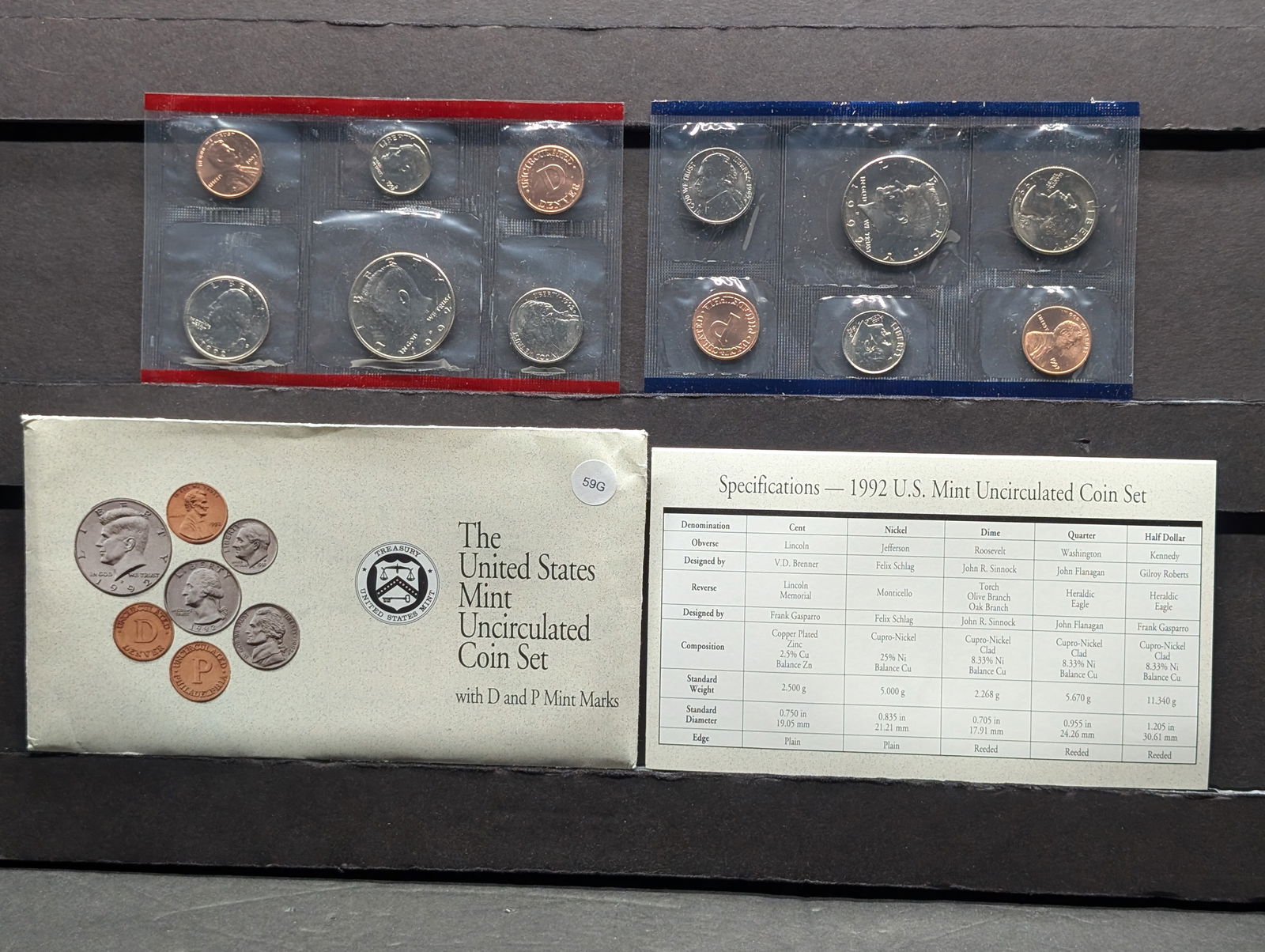 1992 P,D US Mint Uncirculated Coin Set. OGP. Includes 10 GEM BU Coins (1 of 6)