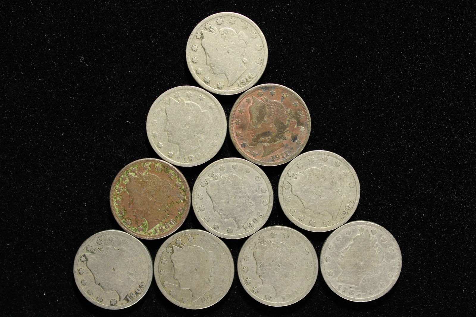 10 Liberty Head V Nickels Mixed Dates (1 of 2)