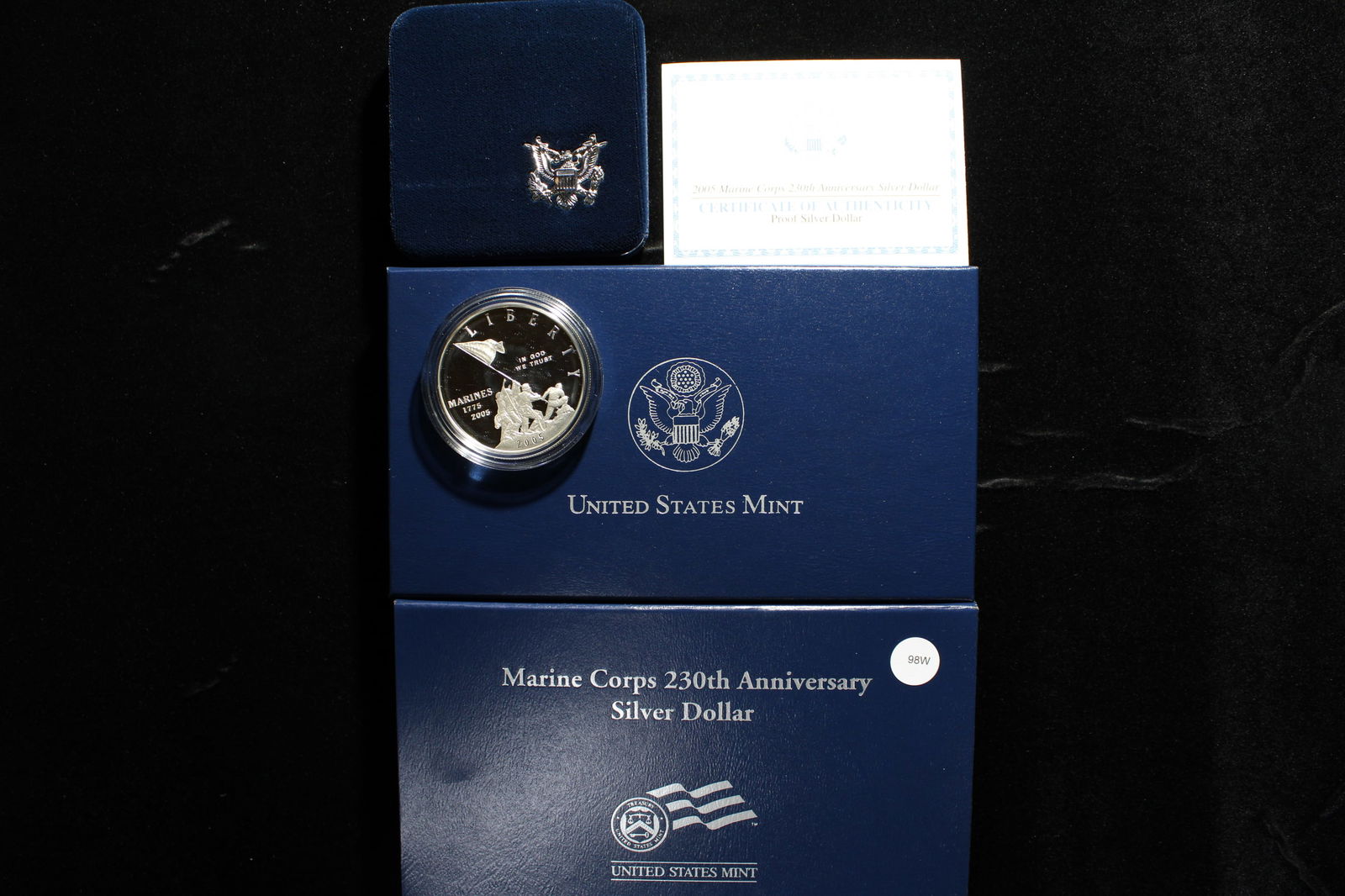 2005-P Proof Marine Corps 230th Anniversary Silver Dollar Featuring the Historic flag raising on Iwo (1 of 4)