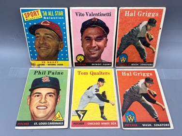 Lot of (6) 1958 Topps Baseball High Number Cards - Varying Conditions
