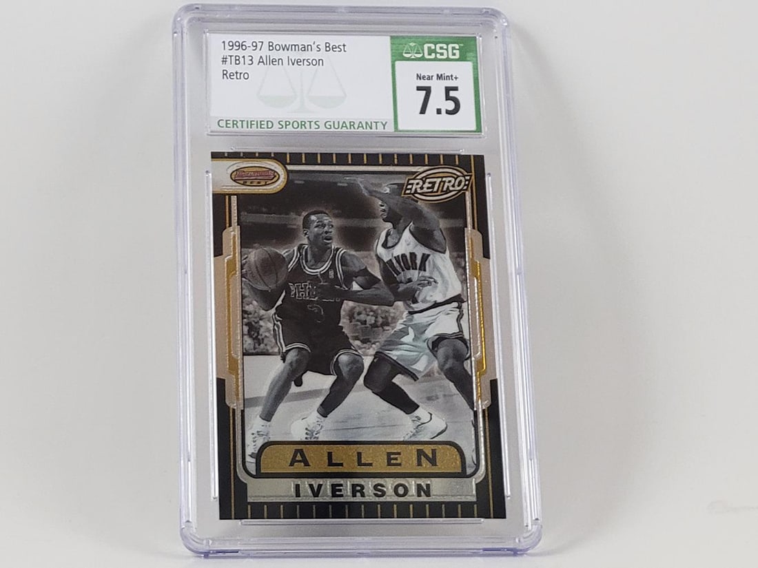 1996-97 Bowman's Best Retro Allen Iverson Rookie Graded CGC 7.5 NM+ (1 of 3)