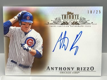 2013 Topps Tribute Anthony Rizzo On Card Orange Auto RC #18/25