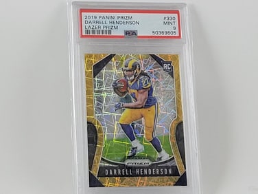 2019 Prizm Football #330 Orange Lazer Darrell Henderson RC PSA 9 Mint