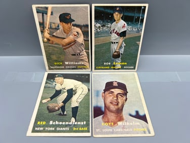 1957 Topps Dick Williams #59, Bob Lemon #120, Red Schoendienst #154, & Hoyt Wilhelm #203 - Varying