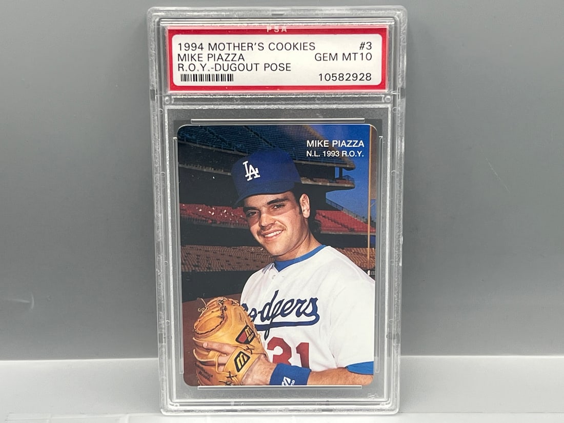 1994 Mother's Cookies Mike Piazza ROY Dugout Pose #3 PSA Gem Mint 10 (1 of 2)