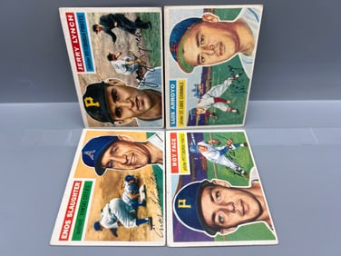 Lot of (4) 1956 Topps Baseball Cards W/ Enos Slaughter - Varying Conditions