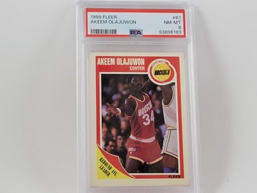 1989-90 Fleer Basketball #81 Akeem Olajuwon PSA 8 NM-MT