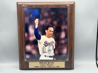 1989 Nolan Ryan Texas Rangers 5,000th Strikeout Signed & Framed Photograph