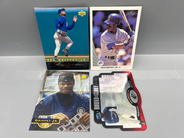 Lot of (4) Assorted Ken Griffey Jr. Baseball Cards - Inserts, Parallel, 1990 Leaf 2nd Year