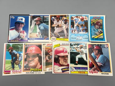 Lot of (11) Assorted Pete Rose Vintage Baseball Cards - Varying Conditions