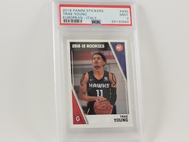 2019 Panini Stickers European (Italy) # 430 Trae Young Rookie PSA 9 Mint