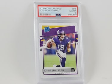 2020 Donruss Football #313 Justin Jefferson RC PSA 8 NM-MT