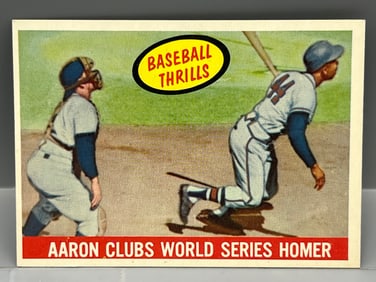 1959 Topps Baseball Thrills Hank Aaron Clubs World Series Homer #467