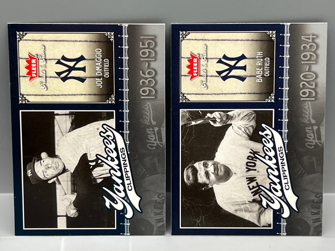 2006 Fleer Greats of The Game Joe DiMaggio #NYY-JD & Babe Ruth # NYY-BR Yankees Clippings Inserts (1 of 2)