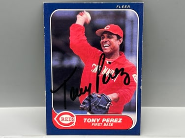 1986 Fleer Tony Perez Autographed Card #186 W/ COA