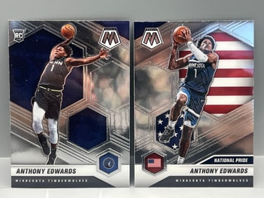 2020-21 Panini Mosaic Anthony Edwards #201 & National Pride #252 Rookie Cards