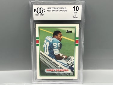 1989 Topps Traded Barry Sanders RC #83T BCCG Mint or Better 10