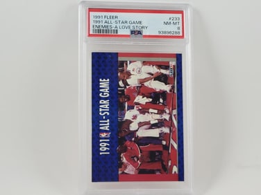 1991-92 Fleer Basketball #233 All Star Game Enemies, A Love Story Michael Jordan PSA 8 NM