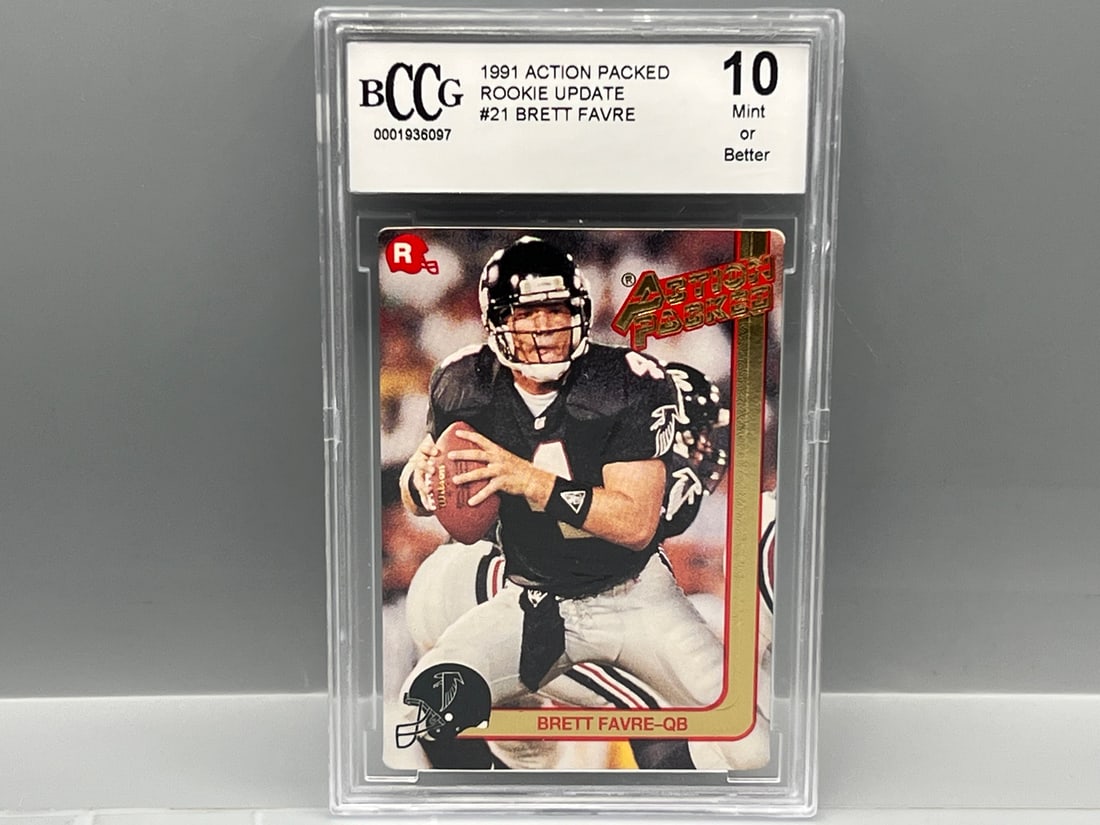 1991 Action Packed Rookie Update Brett Favre RC #21 BCCG Mint or Better 10 (1 of 2)
