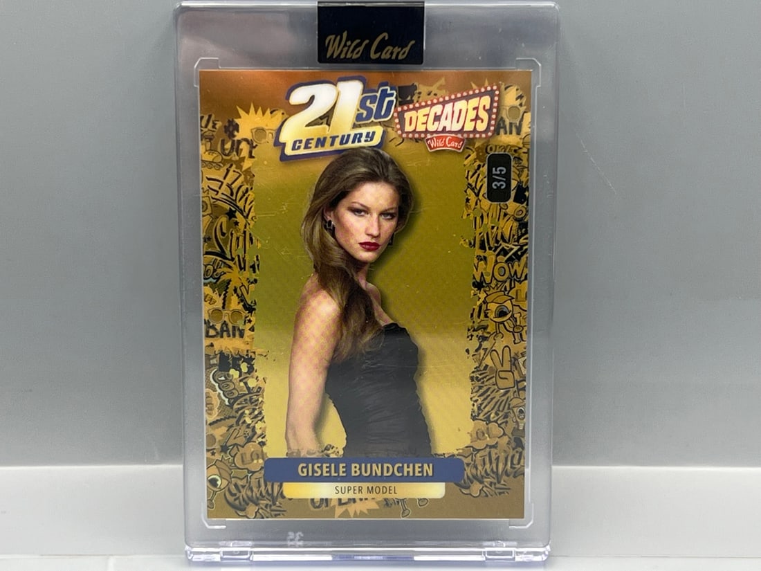 2024 Wild Card Decades National Exclusive Gisele Bundchen #3/5 - Gold Rainbow Foil Board Parallel: 2024 Wild Card Decades National Exclusive Gisele Bundchen #3/5 - Gold Rainbow Foil Board Parallel