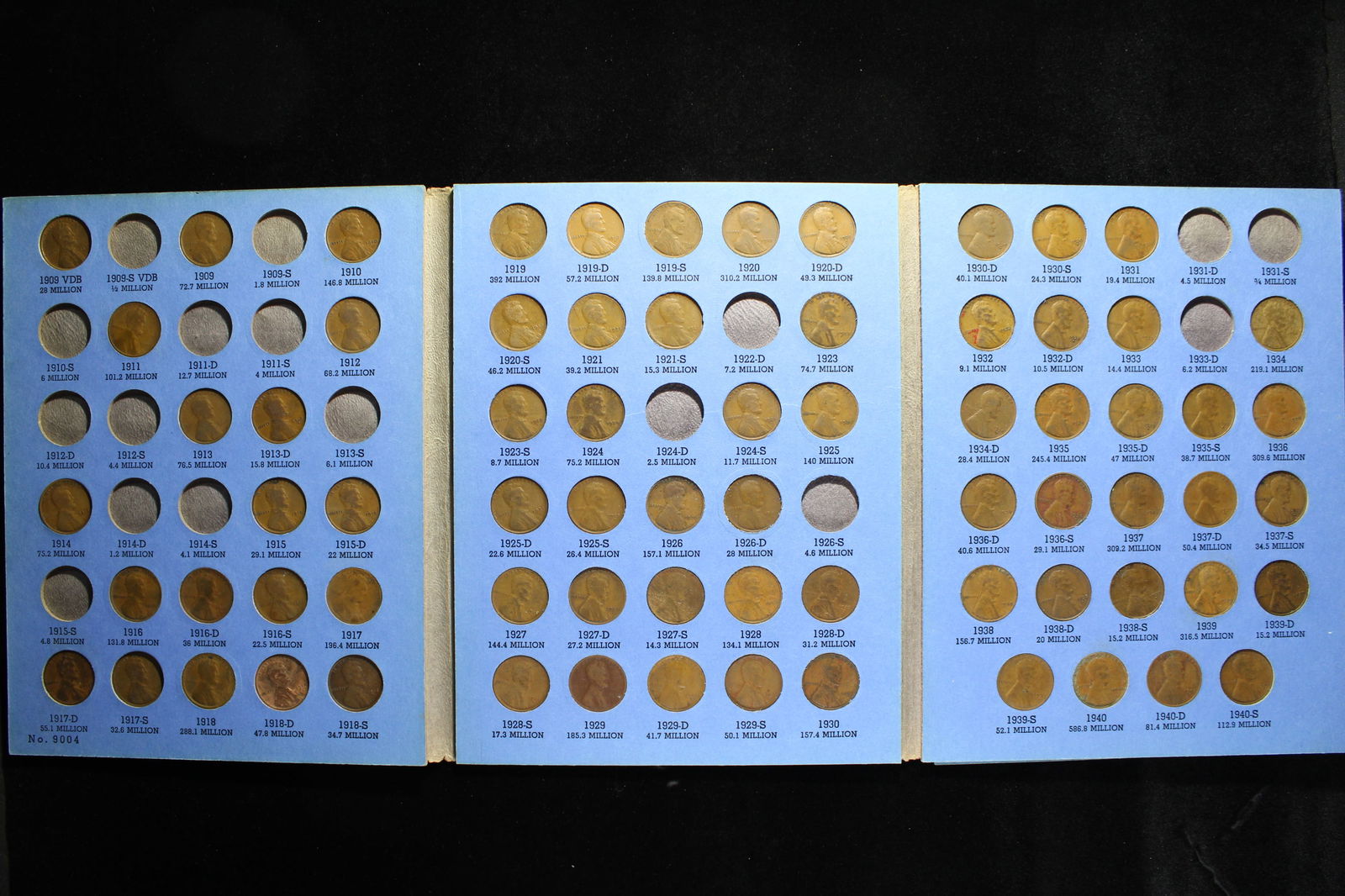 1909-1940 Lincoln Head Wheat Cents 72-Coin Starter Set.  Missing S-VDB, 09-S Thru 15S, 11D, 12D, (1 of 5)