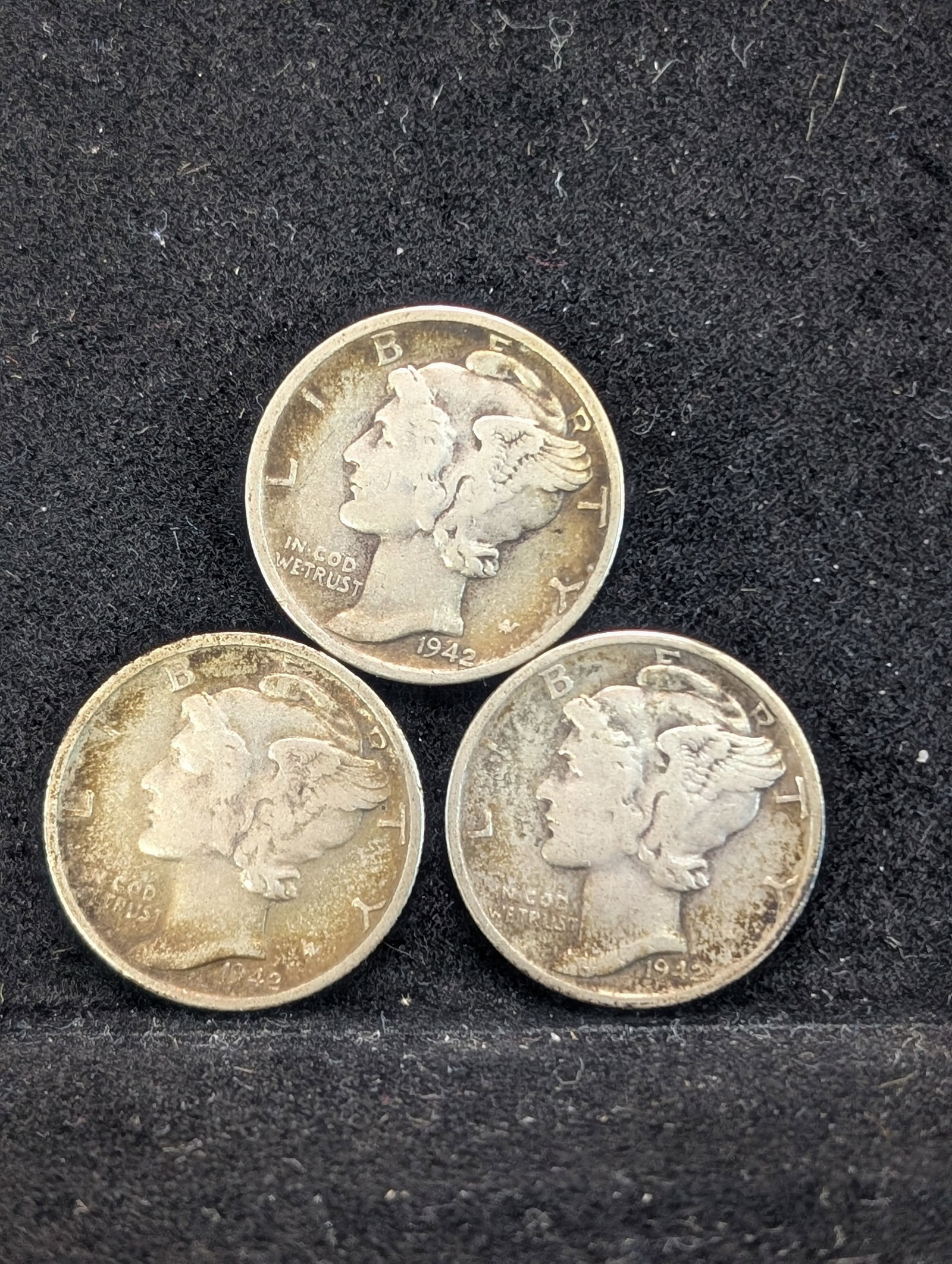 1942 P,D, & S Mercury Dimes: 1942 P,D, & S Mercury Dimes