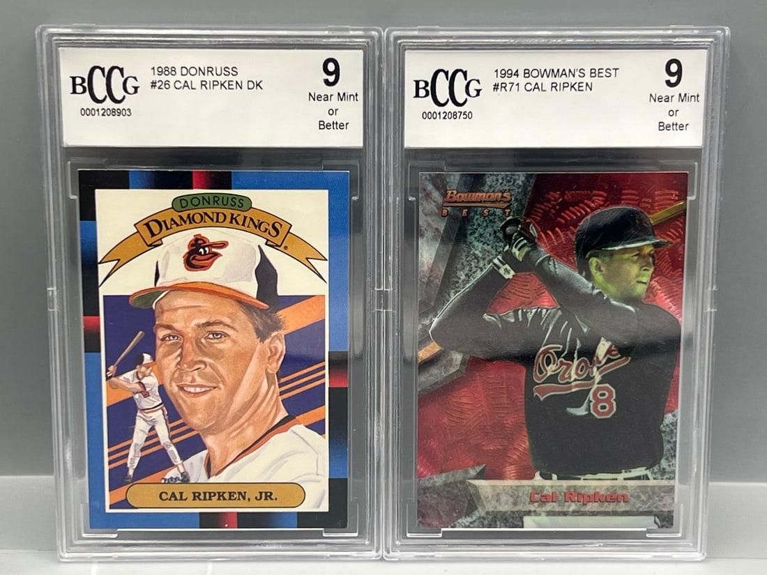 Cal Ripken Jr 1988 Donruss #26 BCCG NM or Better 9 & 1994 Bowman's Best #R71 BCCG NM Or Better 9 (1 of 2)