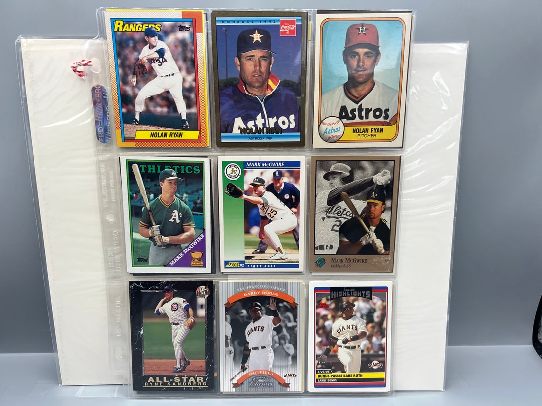Lot of (36) Assorted Baseball Star Player Cards - Varying Conditions - Nolan Ryan, Barry Bonds, Mark (1 of 4)