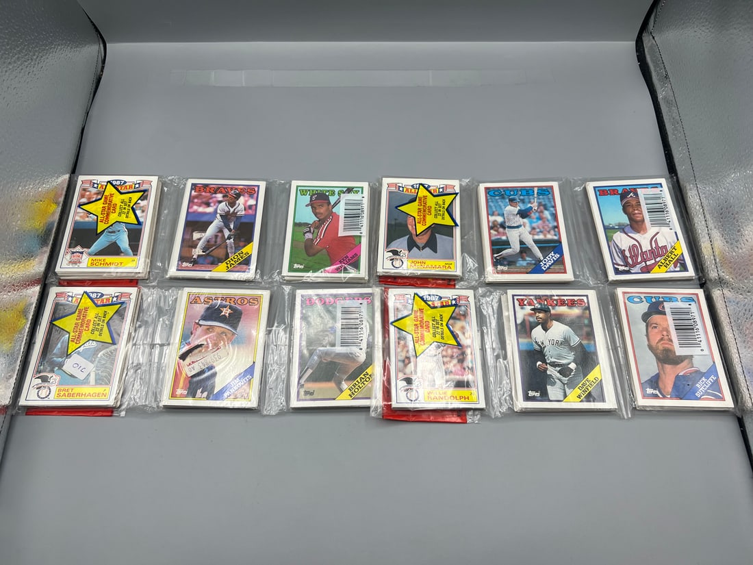 Lot of (4) 1988 Topps Baseball Unopened Rack Packs - Some Stars Showing (1 of 3)