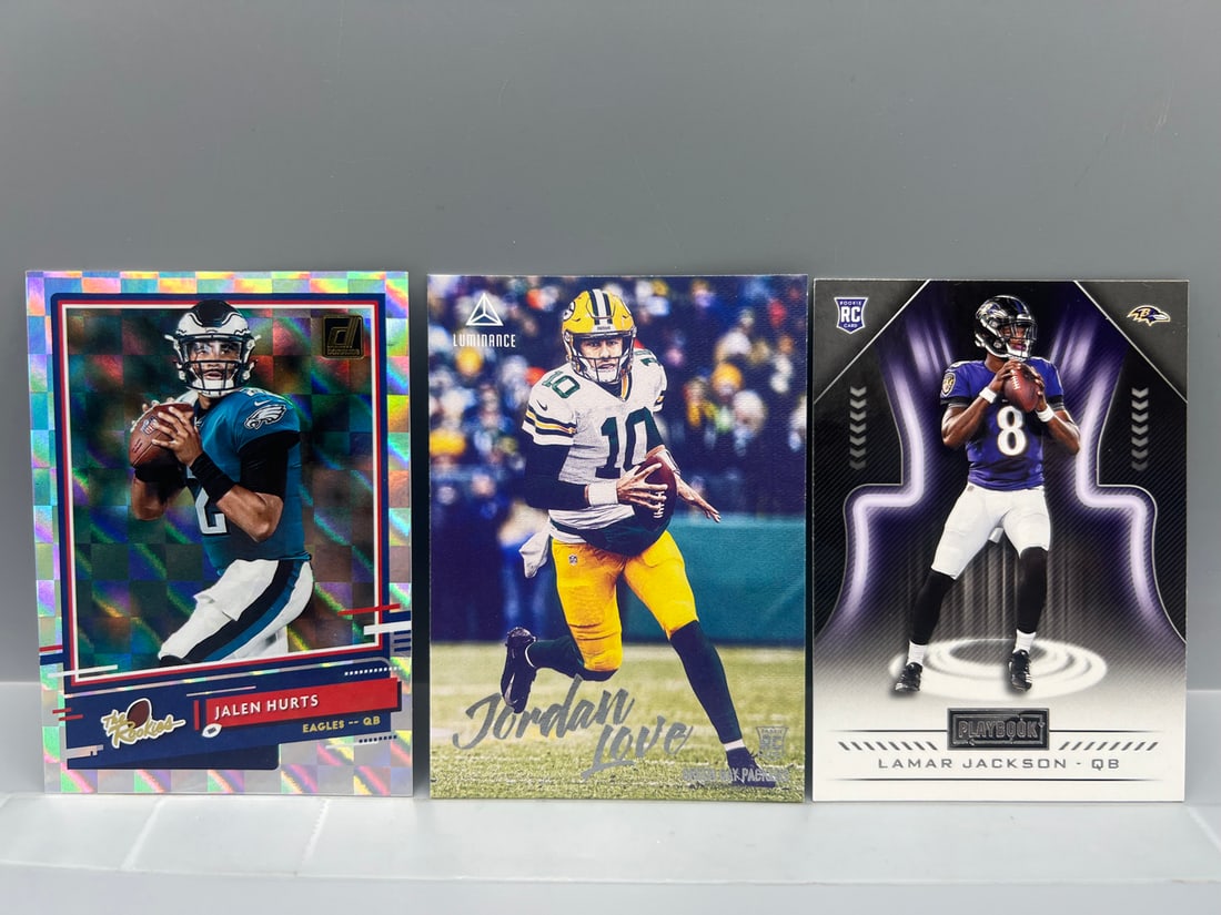 2020 Panini Donruss Jalen Hurts The Rookies #TR-JAH, 2020 Panini Chronicles Jordan Love RC #204, & (1 of 2)