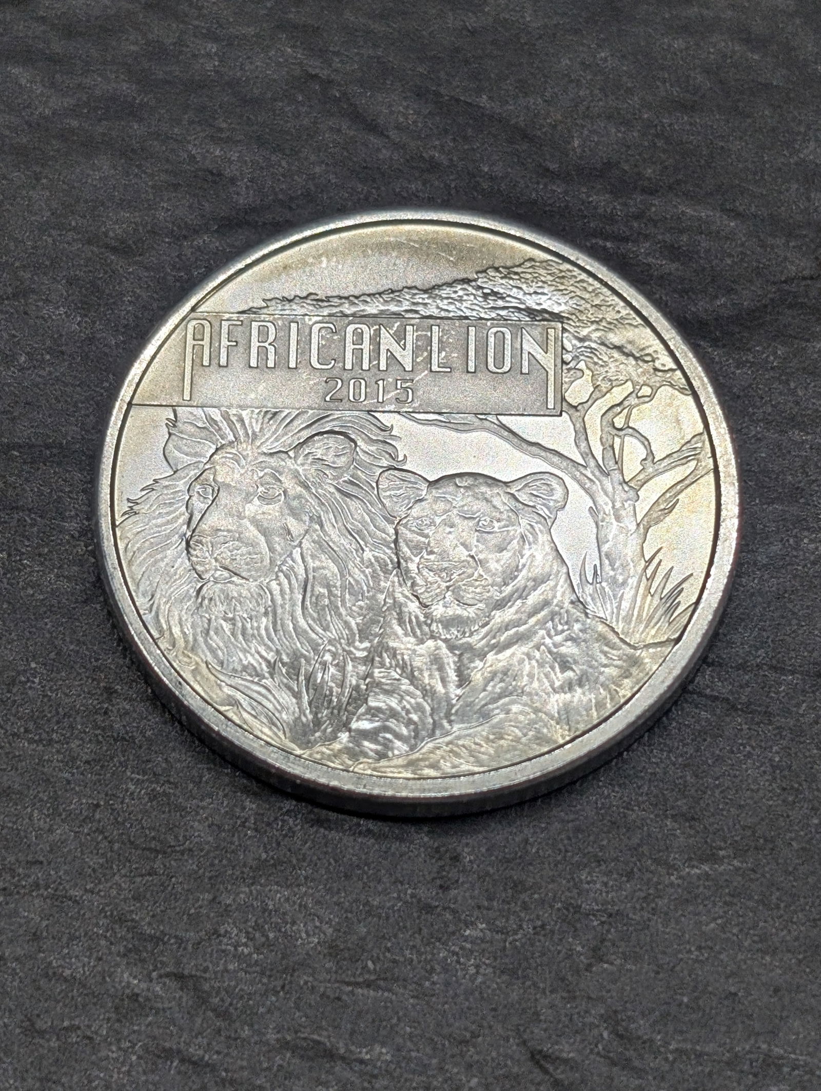 1 Oz. .999 FINE SILVER African Lion Designed Coin (1 of 2)