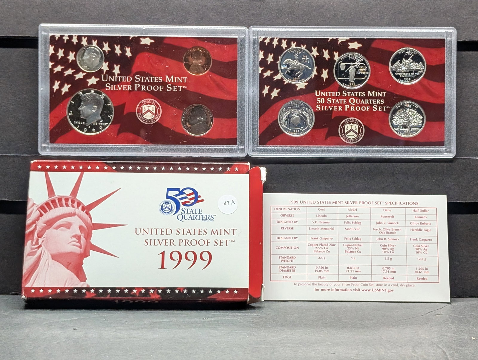 1999-S Silver Proof Set. $1.85 in 90% silver. First year state silver quarters. In past, sold for (1 of 7)