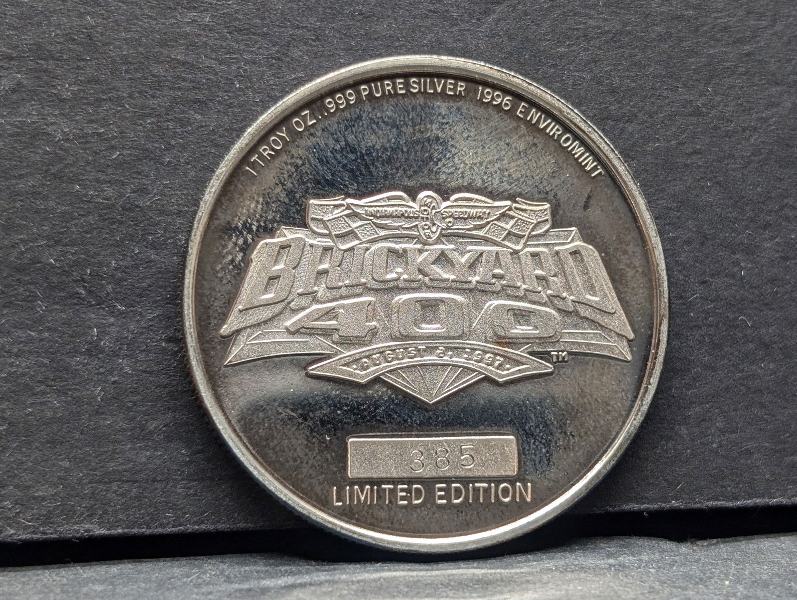 1 Troy Oz. .999 PURE SILVER Brickyard 400 Race Designed Round (1 of 2)