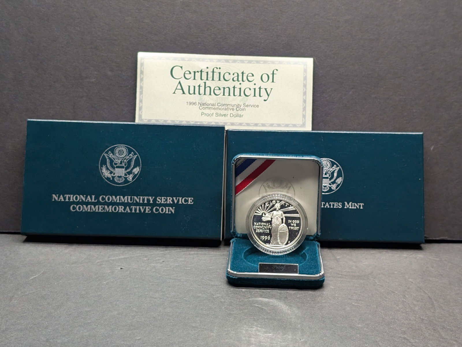 1996-S PROOF National Community Service Commem Silver Dollar in OGP w/ COA (1 of 4)