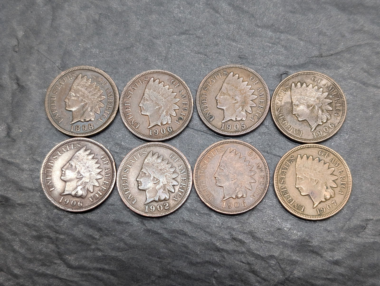 1898, 1902, (4) 1906, 1907 High Grade Indian Head Cents (1 of 4)