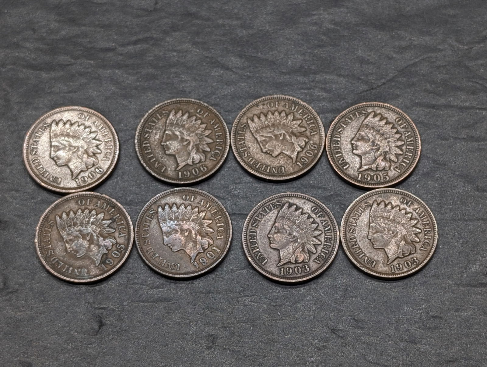 1901, 2-1903, 2-1905, 3-1906 High Grade Indian Head Cents (1 of 4)