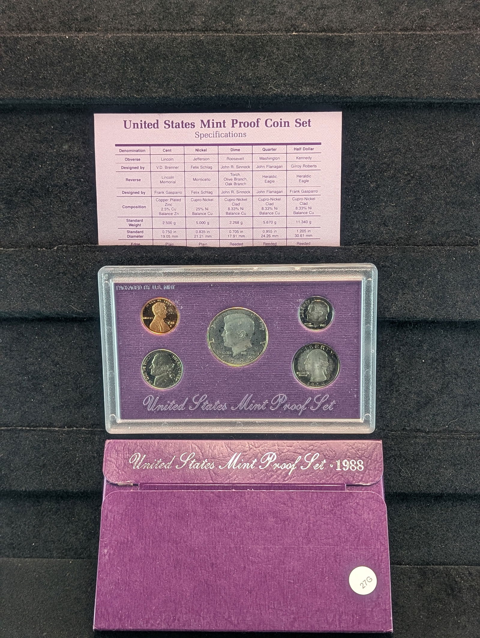 1988-S US Mint Proof Set. OGP. Contains 5 GEM Proof Coins (1 of 4)
