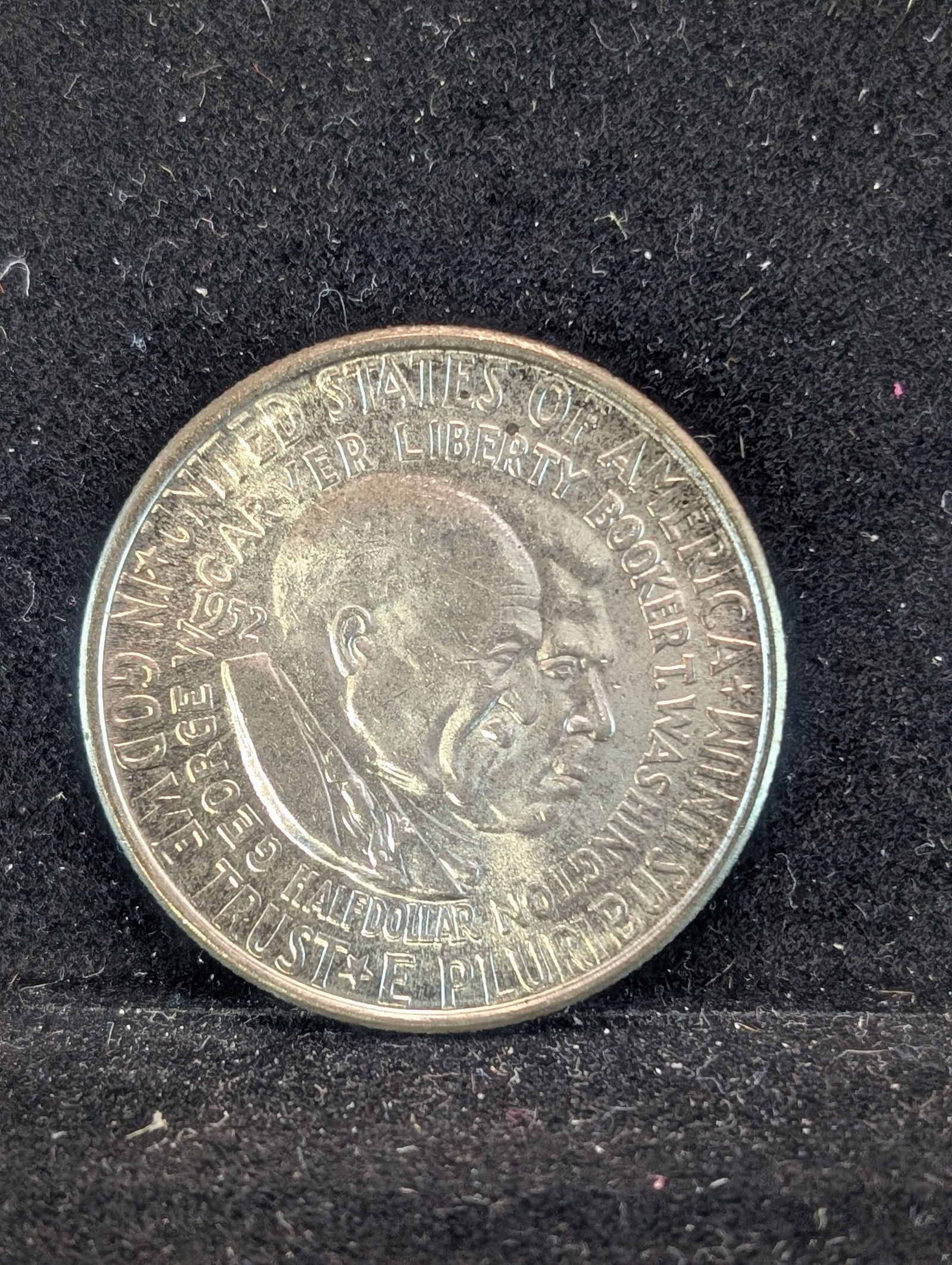 1952 Brilliant Uncirculated Washington-Carver Commemorative Silver Half Dollar.  OBV: Co-Portraits. (1 of 2)