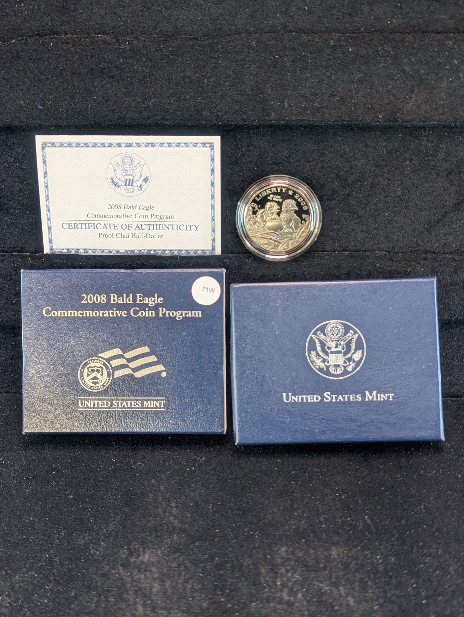 2008S Bald Eagle Commem. Proof Clad Half Dollar. OGP/COA (1 of 4)