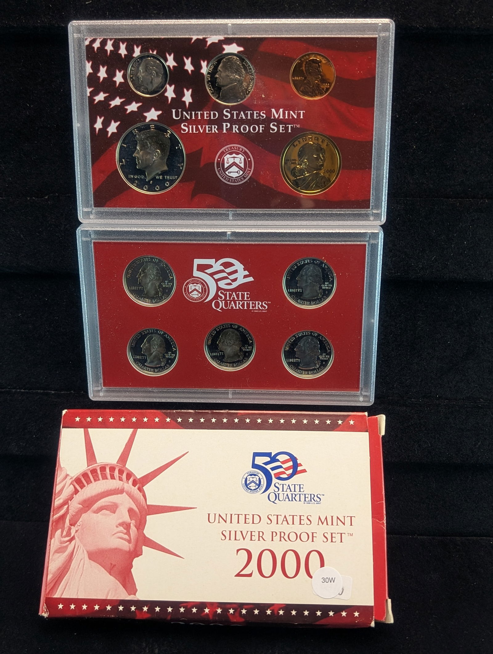 2000 S US Mint Silver Proof Set. Contains 7 90% Silver Coins. OGP/COA (1 of 3)