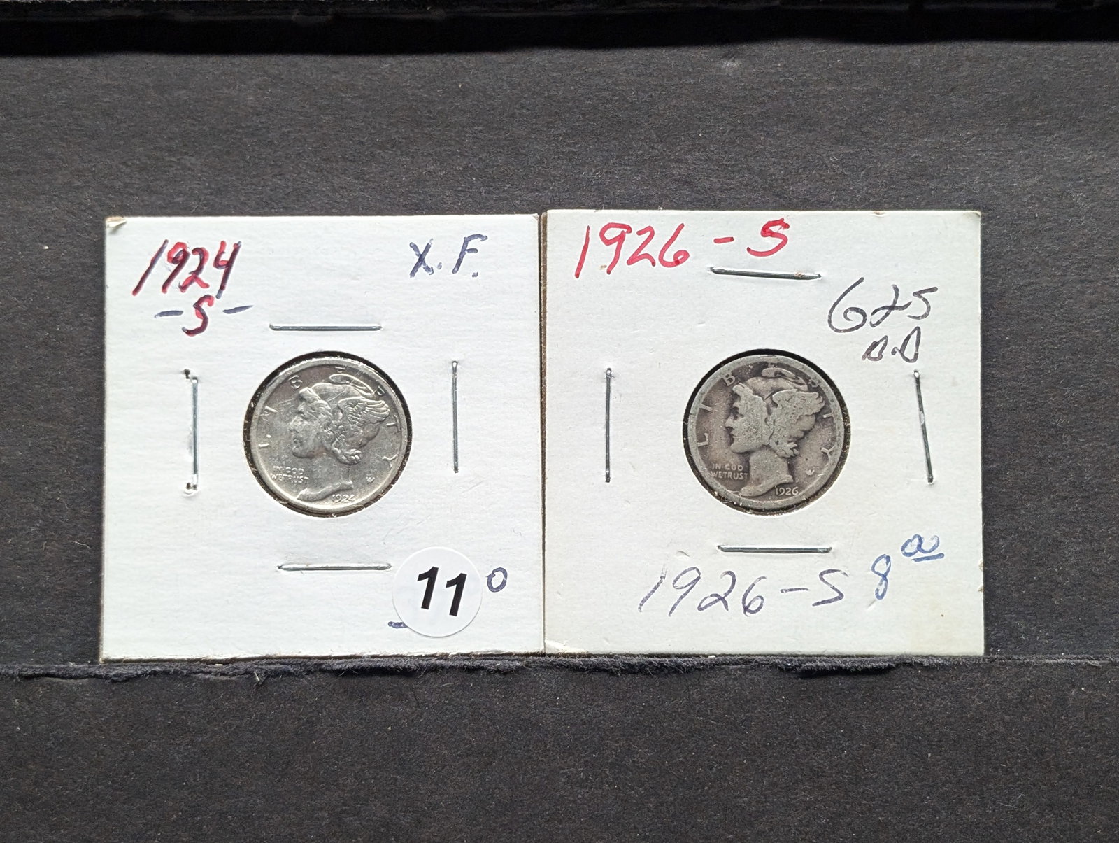 (2 coins) Mercury Dimes All S Mint Marks 1924, 1926 (1 of 3)