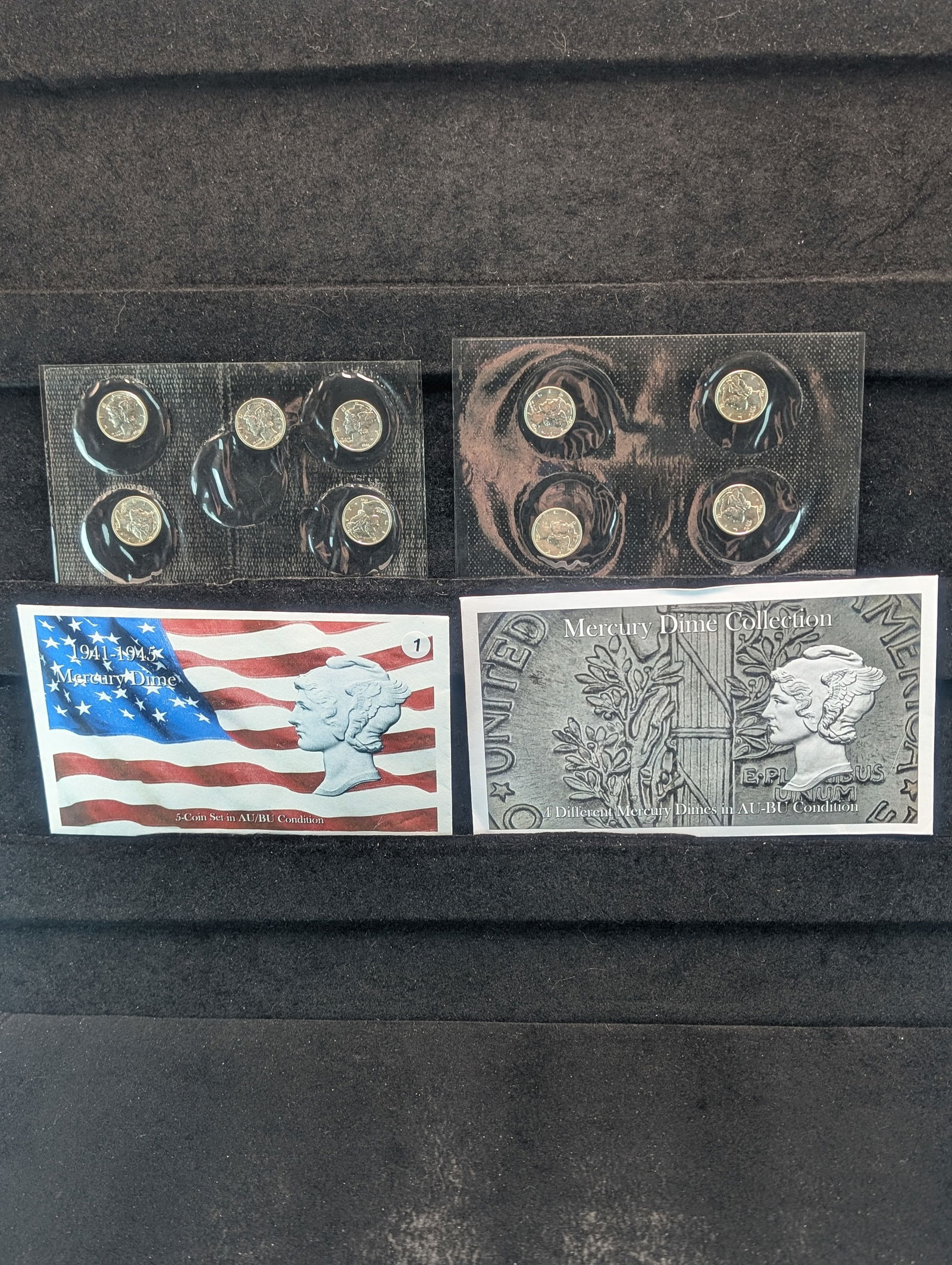 (2 Sets- 9 total Coins) Mercury Dimes (all 1940's)