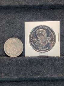 1844 Canadian Half Penny Bank Of Montreal & 1995 1 Crown Featuring Elvis Presley