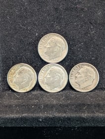 Four 90% Silver Roosevelt Dimes 1961 P&D, 1962-D, 1959-D