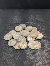 (22 Coins) 1942, 43 & 44 P D & S Silver Jefferson Nickels- 35% Silver