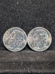 Two 1960-D Roosevelt Dimes 90% Silver BU