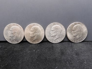Four Eisenhower Dollars 1976-P&D, 1971-D, 1974-P