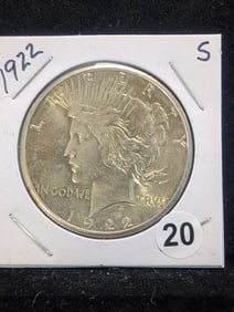 1922 S Silver Peace Dollar NICE COIN